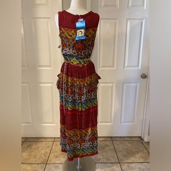 BILA Bohemian Red and Green Maxi Dress SIZE S - Picture 7 of 7